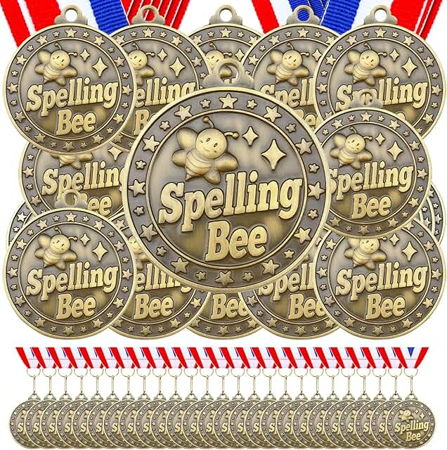 Quelay 60 Pcs Gold Award Medals with Neck Ribbons 2 Inch Winner Medals A...