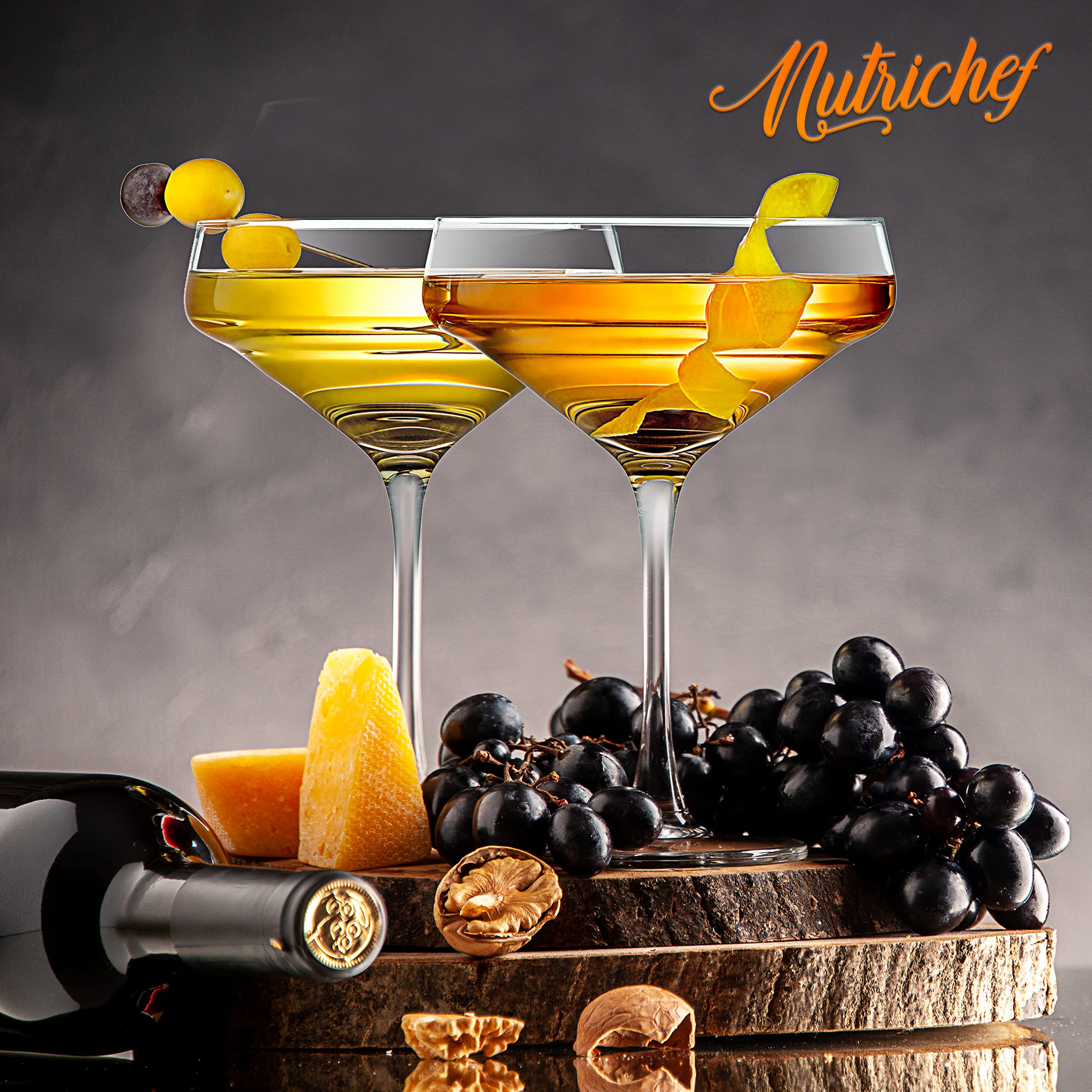 2 juegos de copas de vino de Martini de cristal, ultra transparentes, elegantes y transparentes, 100% sopladas a mano, aptas para lavavajillas, ideales para cenas, fiestas, bodas y ocasiones elegantes