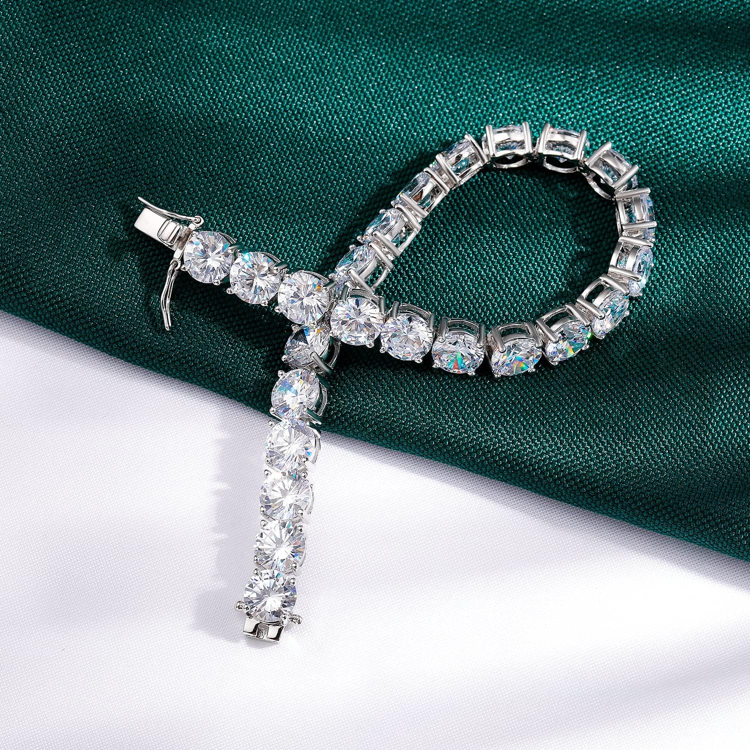 TIKJE 925 Sterling Silver 2-7mm Cubic Zirconia Classic Tennis Bracelet | White Gold Bracelets for Women | Size 6-8.5 inches - Image 4