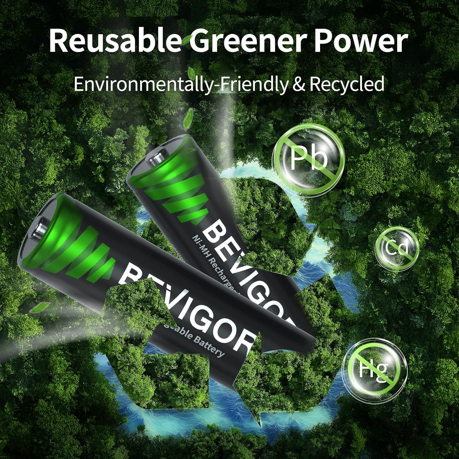 BEVIGOR 16 Sets AA AAA Rechargeable Batteries, High Capacity 8-Pack AA 2800mAh & 8-Pack AAA 1100mAh, 1.2V NiMH Low Self Discharge Telephone Batteries