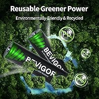Vista 5 de BEVIGOR 16 juegos de pilas recargables AA AAA, alta capacidad 8 paquetes AA 2800mAh y 8 paquetes AAA 1100mAh, pilas de teléfono NiMH de 1.2V de baja