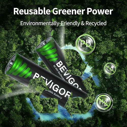 Miniatura 5 de BEVIGOR 16 juegos de baterías recargables AA AAA, paquete de 8 pilas AA de alta capacidad de 2800 mAh y 8 pilas AAA de 1100 mAh, 1.2 V NiMH de baja