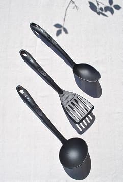 3 Adet Is ya Dayan kl  Yemek Haz rl k Seti Ka k Kep e Spatula Pratik Mutfak Servis Seti- Siyah