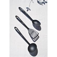 3 Adet Is ya Dayan kl  Yemek Haz rl k Seti Ka k Kep e Spatula Pratik Mutfak Servis Seti- Siyah