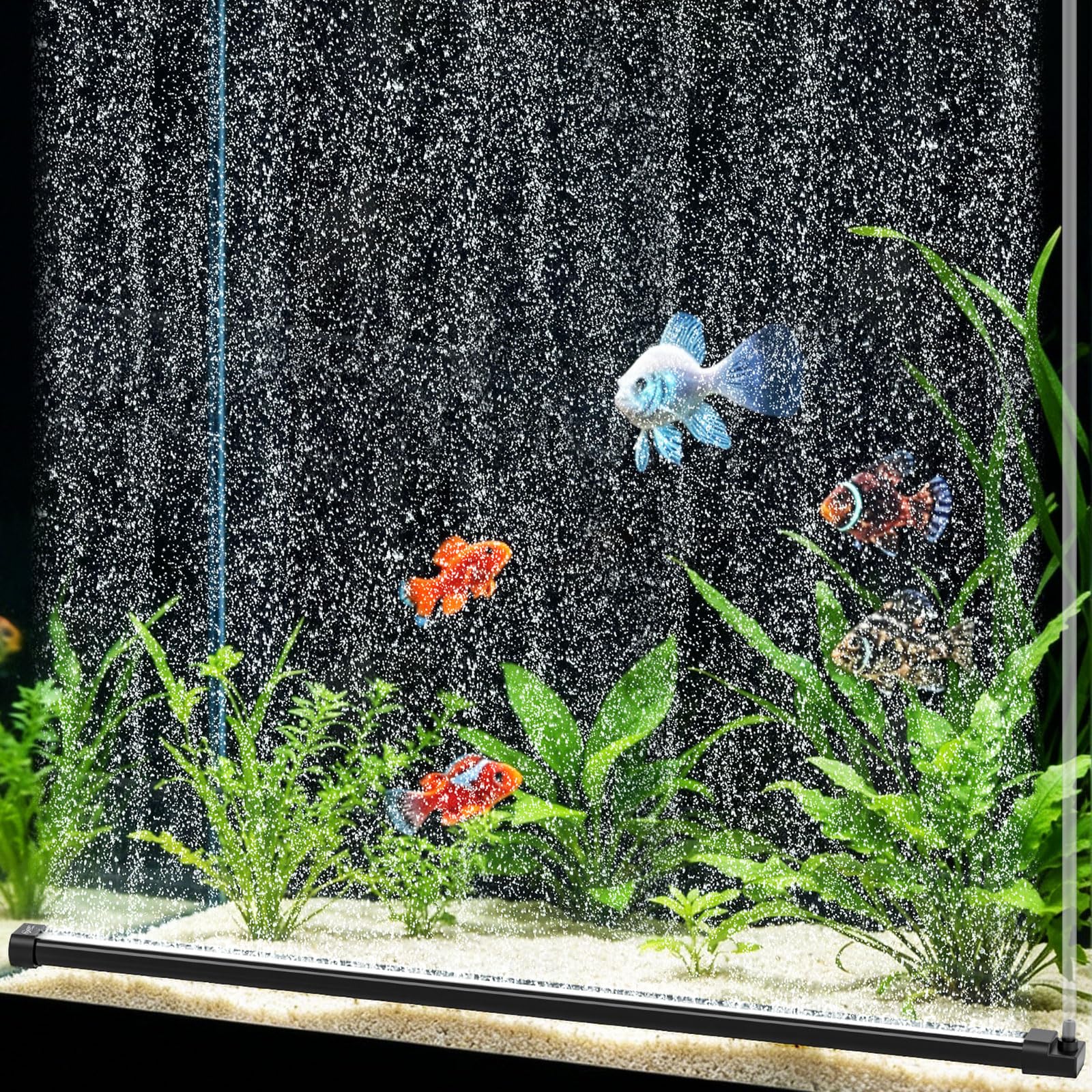 hygger Quiet Aquarium Bubble Curtain Wall, Air Stone Bubble Bar with Fittings, High Oxygen Diffusion Bubbler Decoration for Fresh & Saltwater Aquariums (29.5 Inch, 1 Pack)