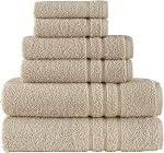 6 Ensemble de serviettes en pièces, 2 Serviettes de bain - 2 Serviettes à main - 2 Laver les vêtements, 100% Coton naturel turc, 600 GSM Extra douce et très absorbante (Sable chaud, Ensemble de 6)