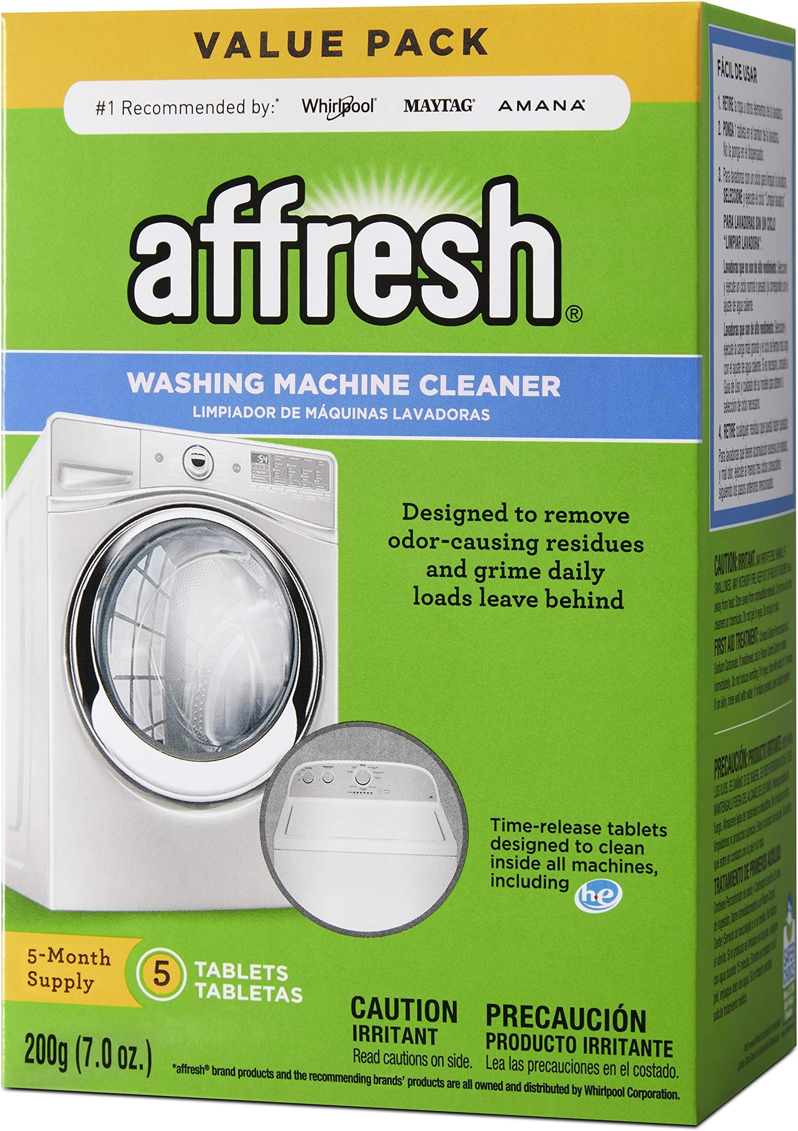 Affresh W10549846 Washing Machine Cleaner, 5 Tablets, White, 5 Count