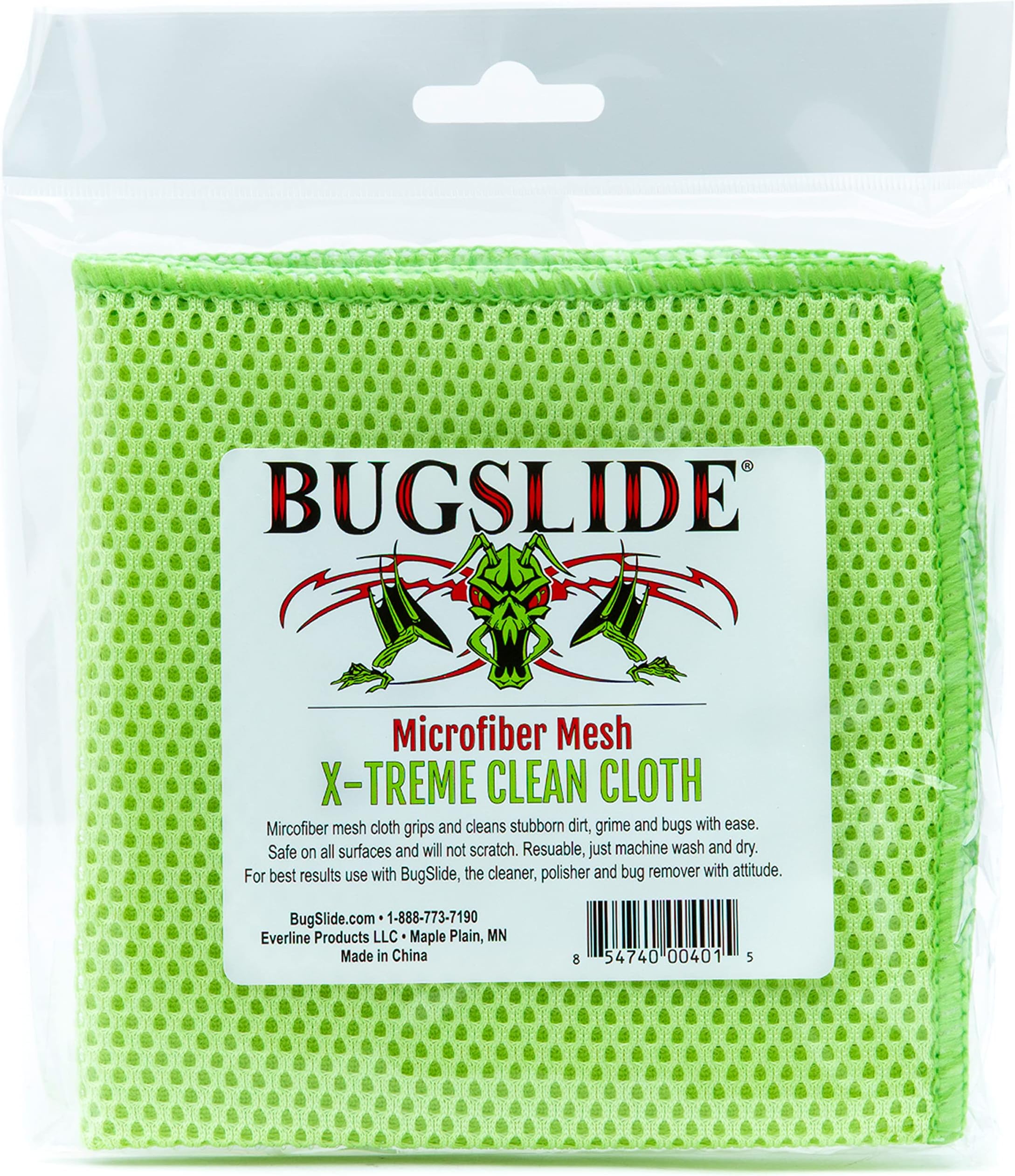 BugSlide Original Microfiber Mesh X-Treme Clean Cloth | Bug Remover for Automobiles | Reusable Cloth for Cleaning on All Surfaces