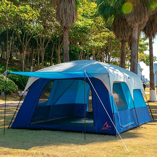 Miniatura 11 de KTT Extra Large Tent 6-10-12-14 Person(A),Family Cabin Tents,2 Rooms,3 Doors and 3 Windows with Mesh,Straight Wall,Waterproof,Double Layer,Big Tent