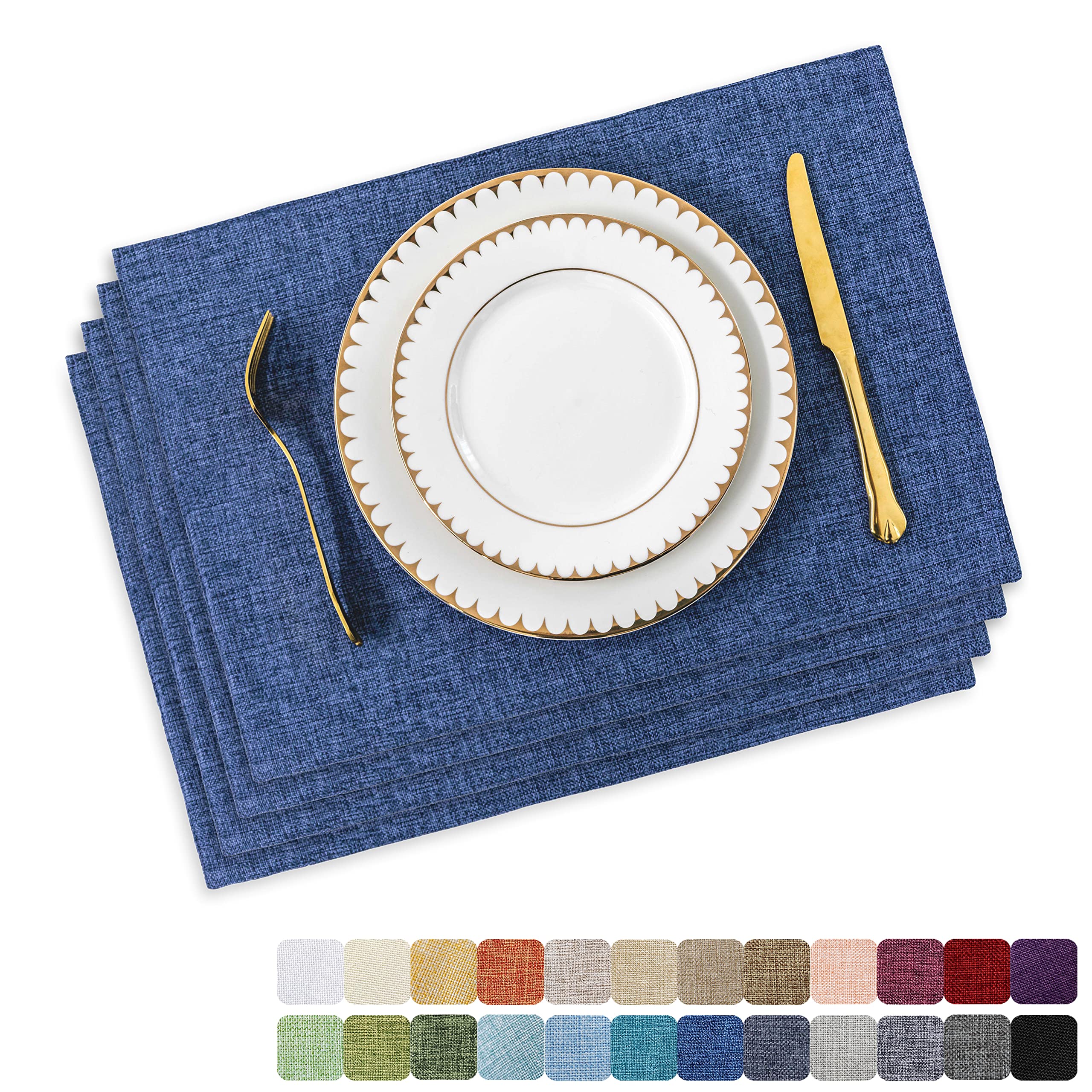 Home Brilliant Navy Blue Place Mats, Set of 4