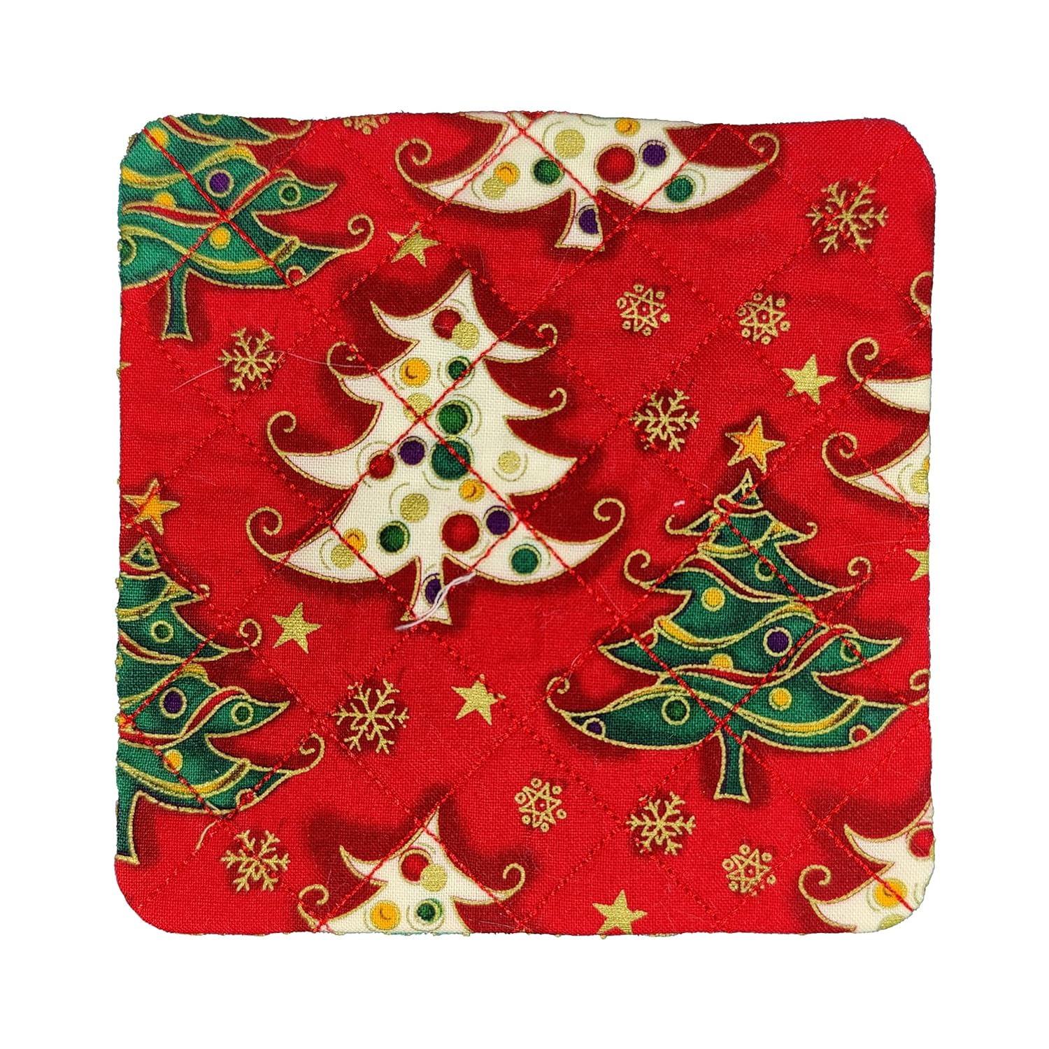 Coaster Square Large (Christmas Trees, MultiColored