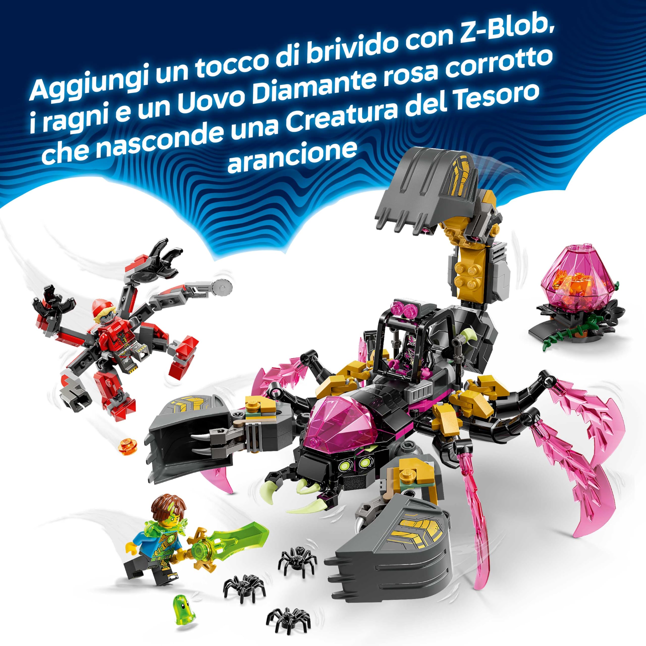 LEGO DREAMZzz 2 in 1 Scorpione Escavatore Giocattolo - Trasformabile in Figura di Vespa - con 3 Minifigure e Creatura del Tesoro Arancione da Collezione - Regalo per Bambini da 7 Anni in su - 71513