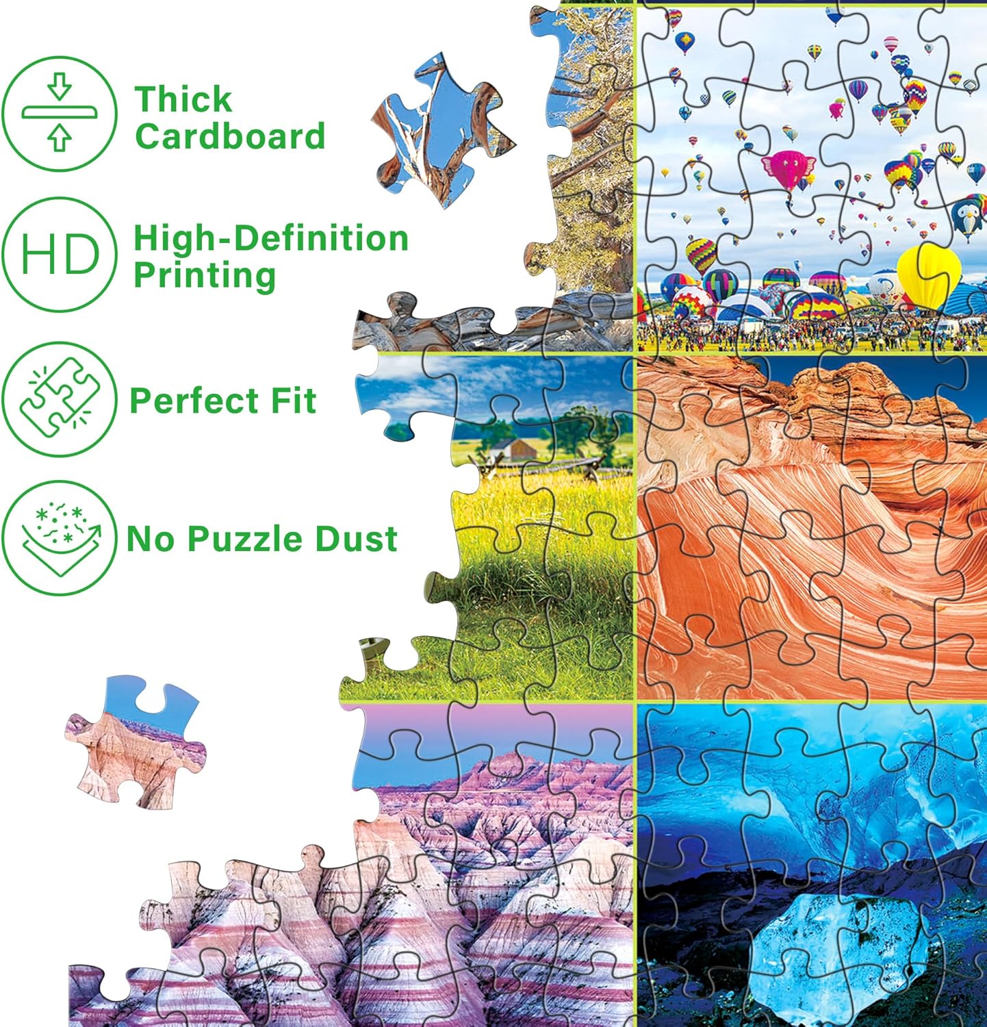 BenBen 1000 Piece Puzzle for Adults, Iconic America, 56 USA Landmarks, Travel Landscape Puzzle Including National Parks, Jigsaw Puzzles with Letters or Patterns on Back