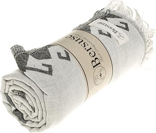 Miniatura 4 de Bersuse Toalla turca Oaxaca de doble capa 100% algodón, 37 x 70 pulgadas, color negro