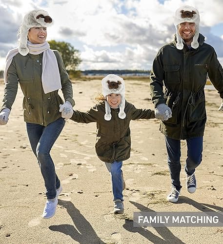 Miniatura 5 de DolliBu Gorro de felpa Gorro de forro polar suave con orejeras, cálido sombrero de invierno para niños, adolescentes y adultos Disfraz divertido,