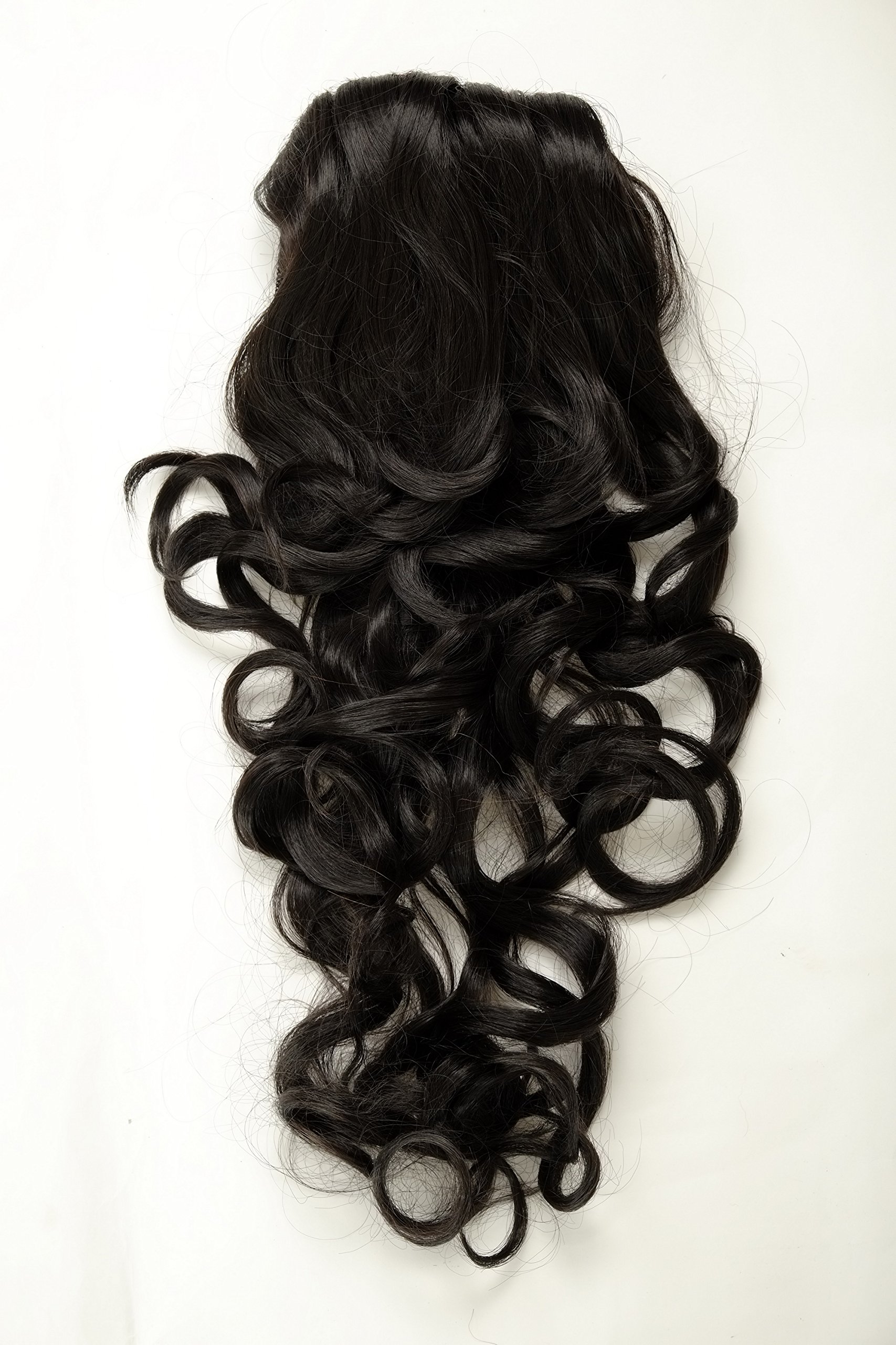WIG ME UP WK08-3 Hairpiece ponytail with micro clamp, combs and elastic draw string curly curls voluminous very long dark brown 23inch - Image 3
