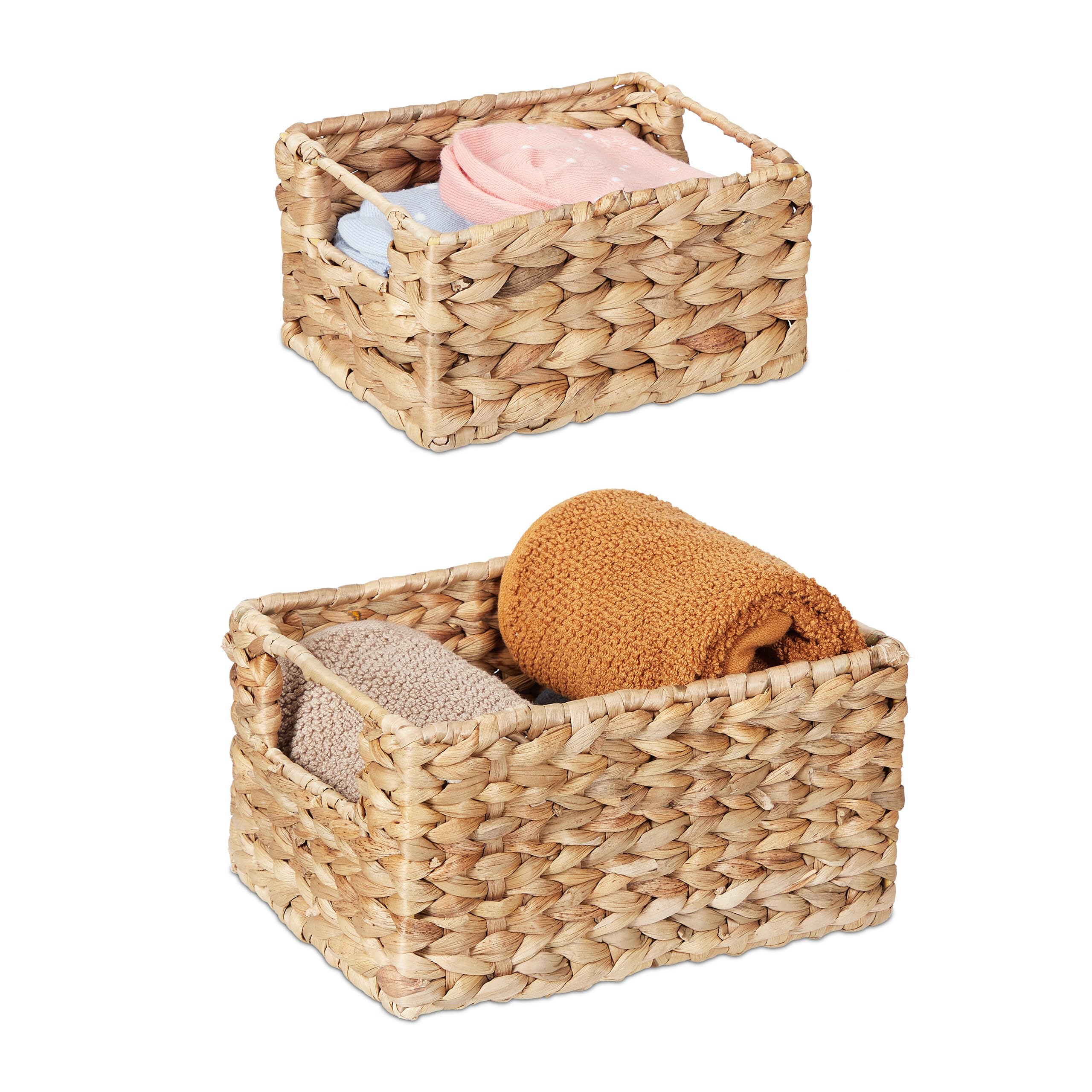 Corbeilles de rangement salle de bain panière tressée jacinthe d'eau lot déco nature