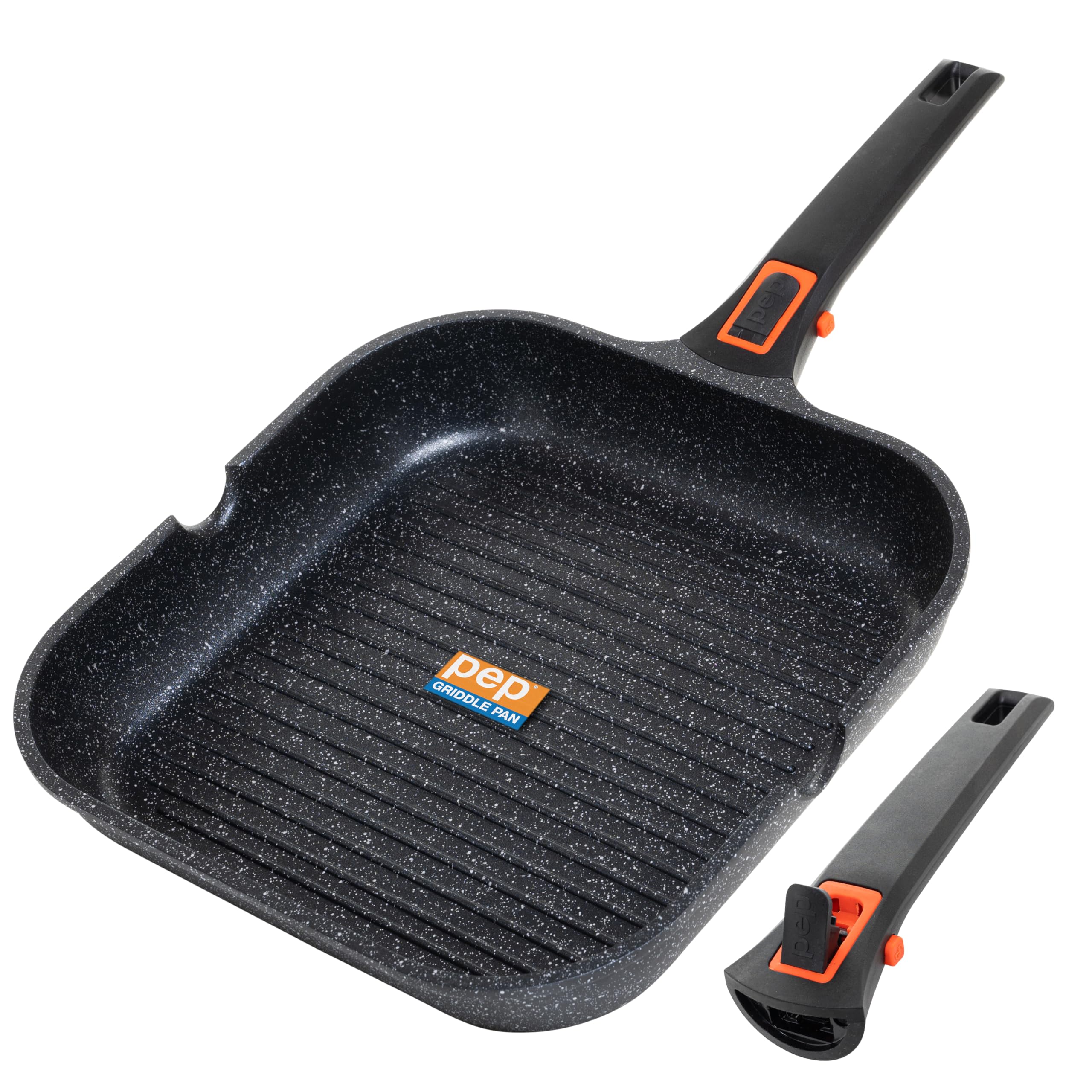 Bistecchiera 29 cm Manico rimovibile, Induzione, Compatibile con i piani cottura a gas ed elettrici, Rivestimento antiaderente Whitford, Adatta all'uso in forno