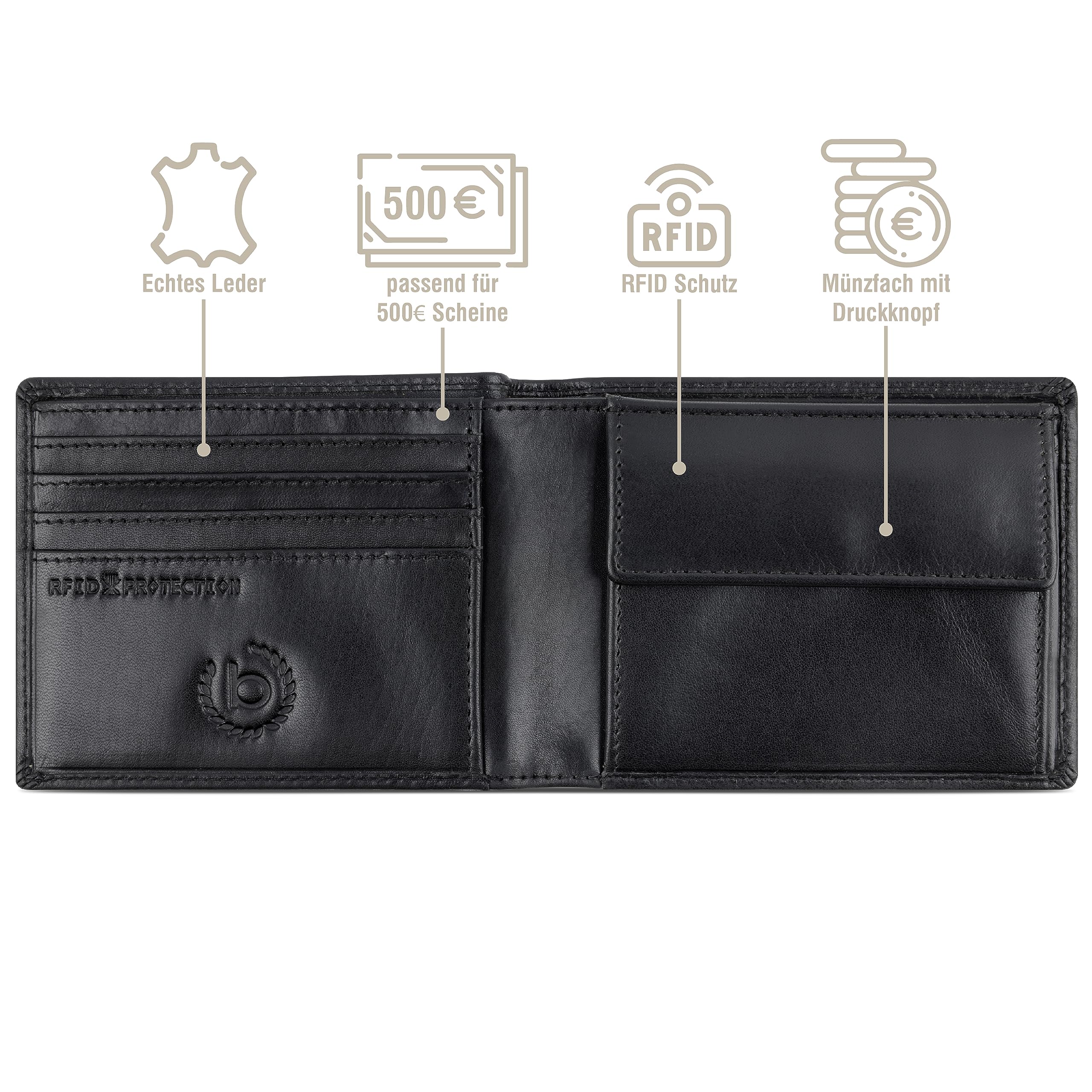 bugatti portafoglio Wallet With Flap Black nero Portafogli