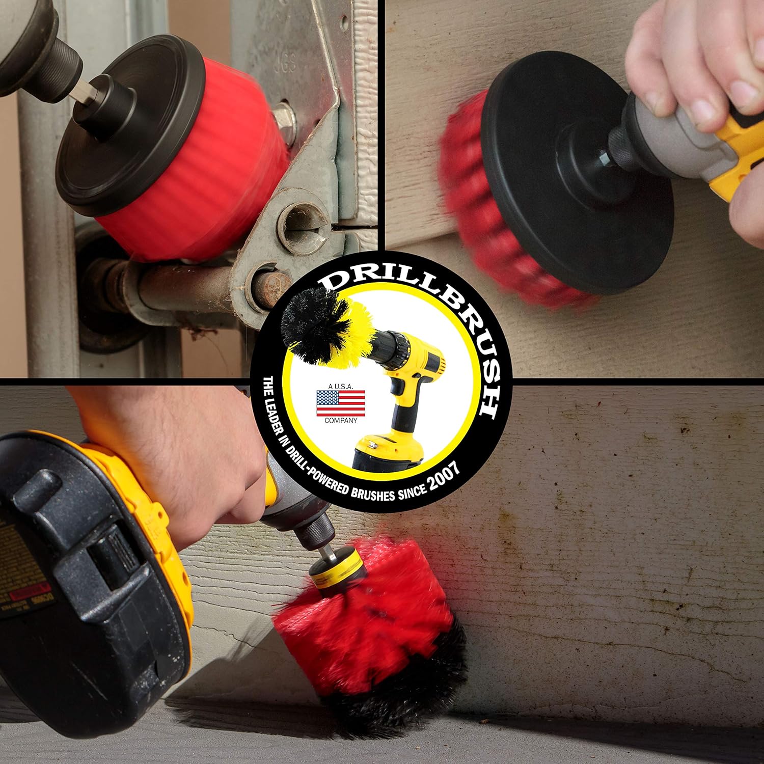 Outdoors Cleaning and Scrubbing Brush - Wood Cleaning Brush - Concrete Cleaner Tool - Deck Brush - Rust Stain Remover - Brick Cleaner Brush Set - Stiff Bristle Outdoor Cleaning Brush - Patio Cleaner