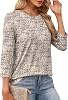 Blusa de Mujer con Manga 3/4, Casual Elegante, Cuello Redondo, Holgada 5