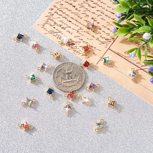 Miniatura 6 de Craftdady Mini colgantes redondos planos de piedra natal de cristal colgantes de diamantes de imitación