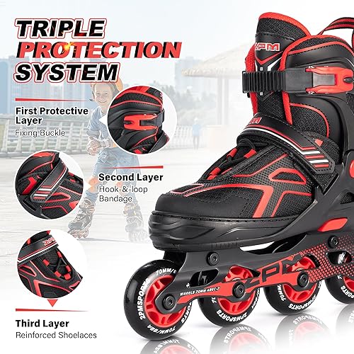 Miniatura 5 de 2PM SPORTS Torinx Green - Patines en línea ajustables para niños, divertidos patines para principiantes, para niños, jóvenes, niñas, hombres y