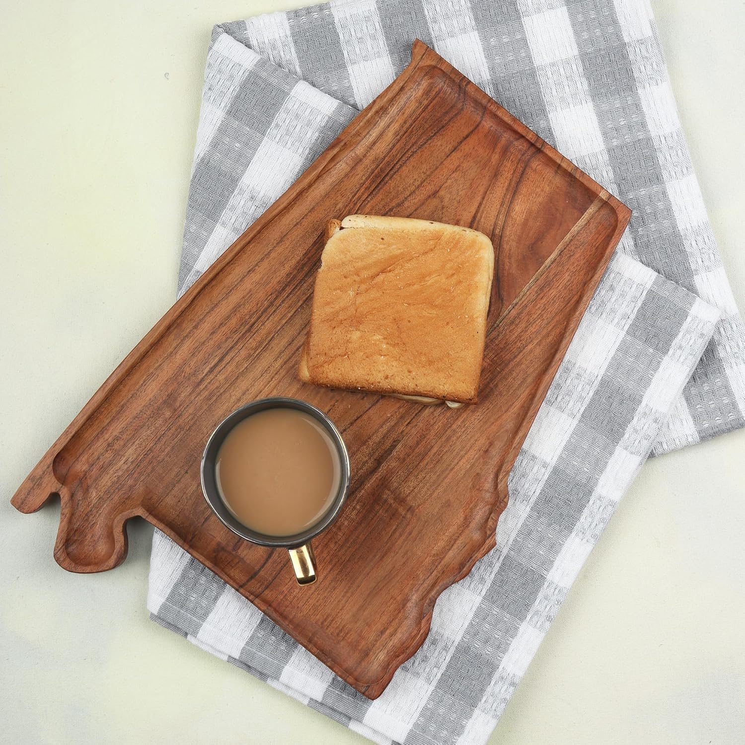 Cutting Board Serving Platter 10.5 x 15.5 Inch Wood Natural Grain Alabama Shaped - Image 2