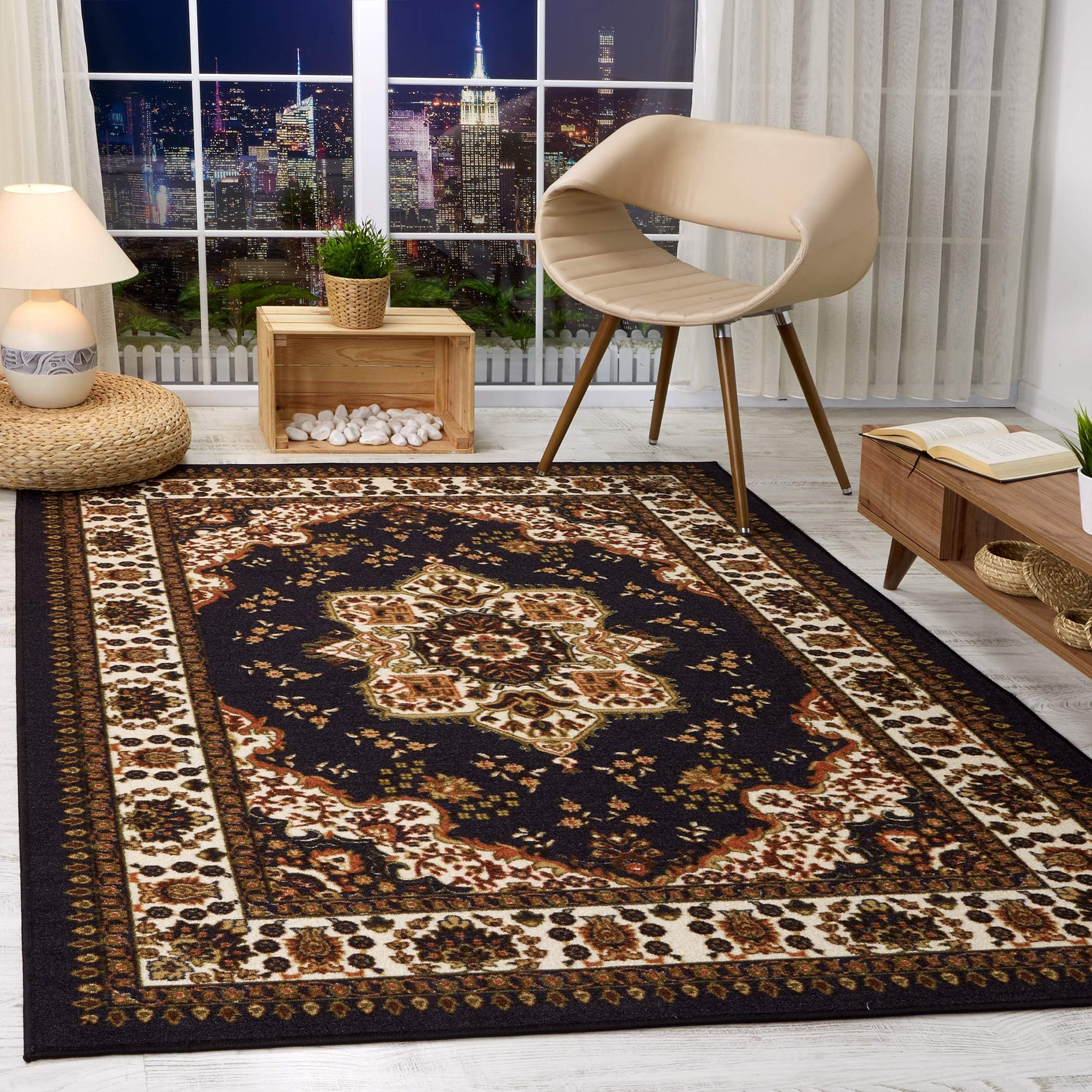 Rugs America Sorrento Tappeto Area Rossa Aubusson, Morbido E Resistente Alle Macchie, 2,1 X 2,9 Mt, Eleganza Classica Per La Casa
