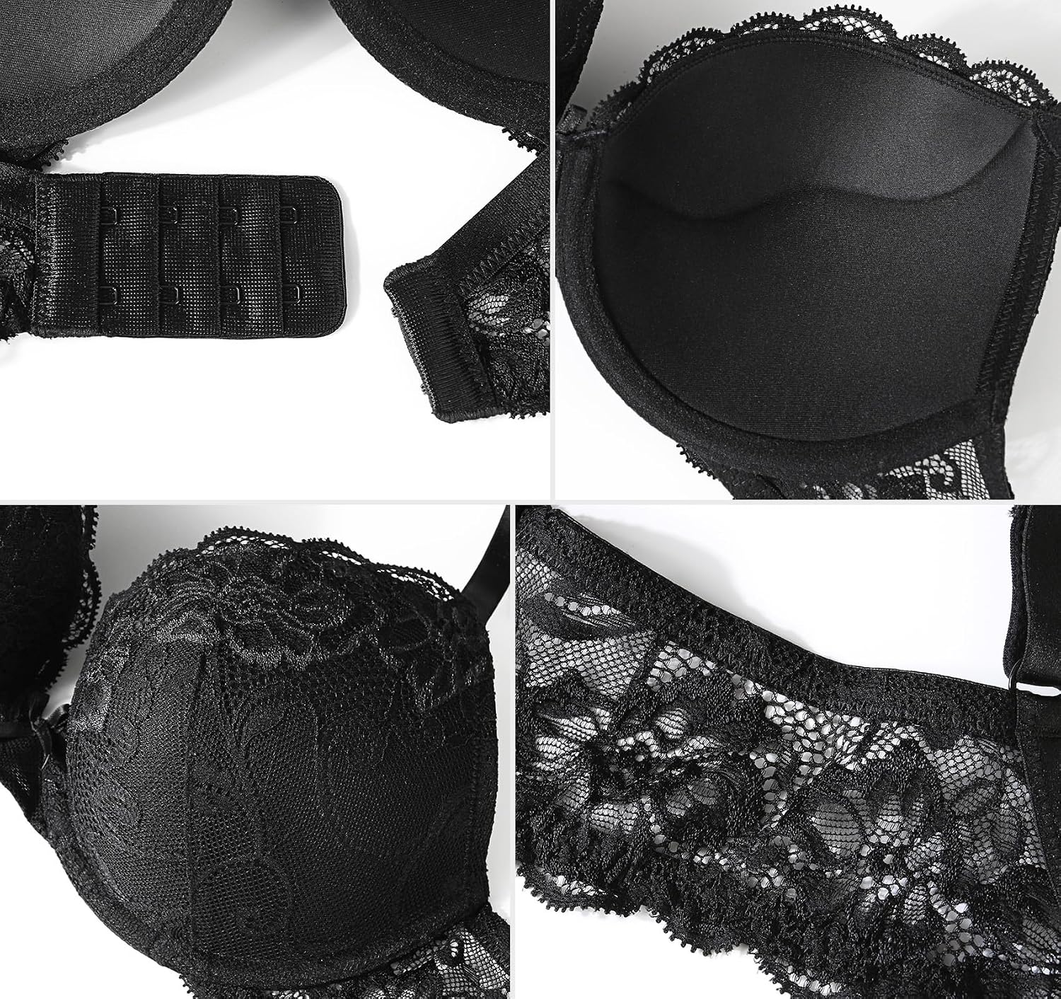 DotVol Women’s Comfort Padding Underwire Push Up T-Shirt Bra Flower Lace Everyday Bra
