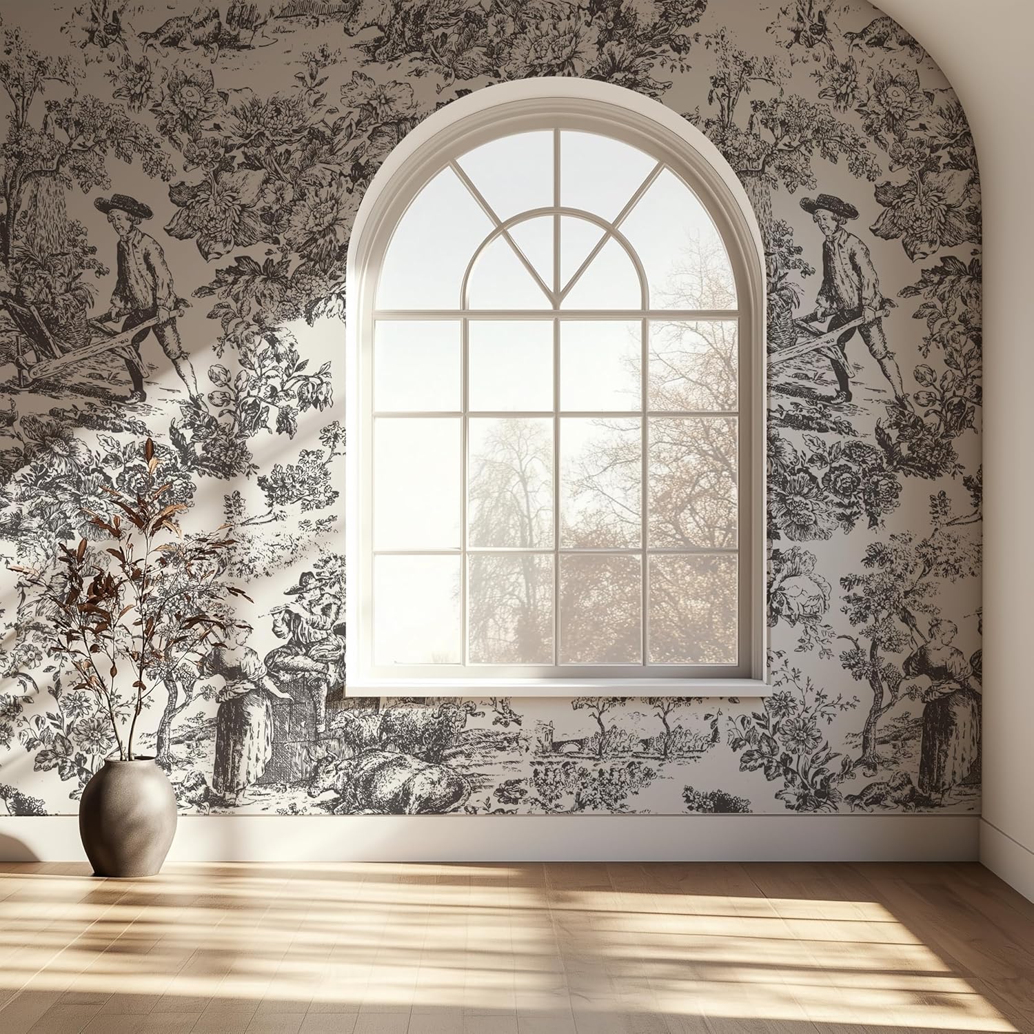 Peel and Stick Self Adhesive Canvas Wall Mural Bohemian Floral Leaf Wallpaper Removable Nature Wall Mural for Living Room Bedroom Office Home Decor Accent Wall (C, 137''X98'')