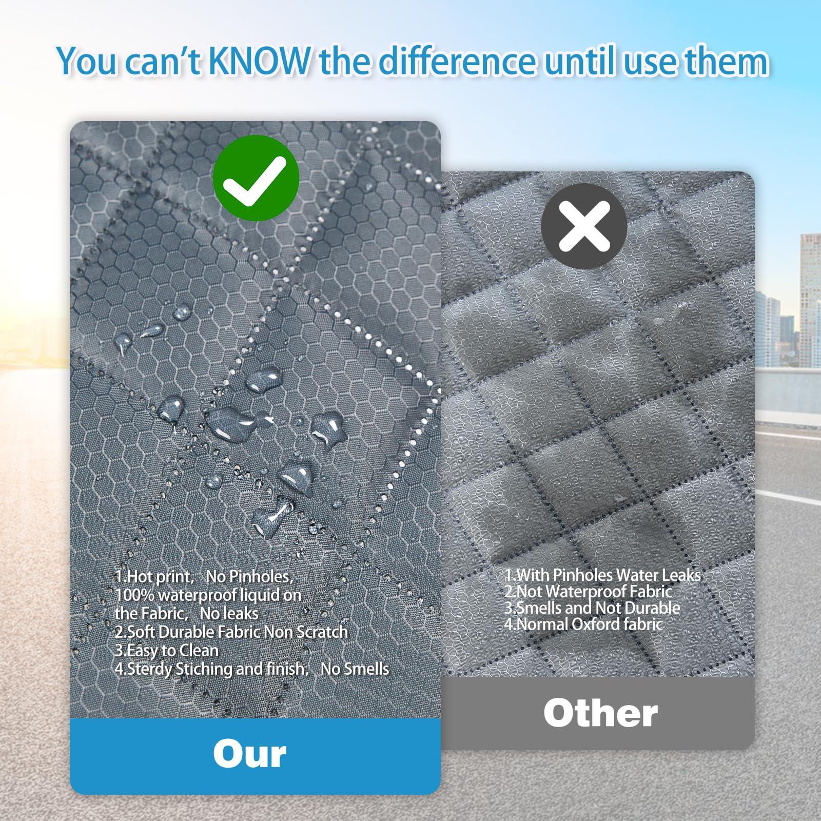 Motor Trend AquaShield Zwarte waterdichte achterbank autostoelhoes - Neopreen gewatteerde achterbankhoes voor auto's, ideale autostoelhoes voor kinderhonden, universeel passend ontwerp voor auto