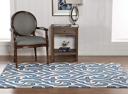 Miniatura 2 de Linon Trio - Alfombras de fibra natural, 5 x 7 pulgadas, color azul roto