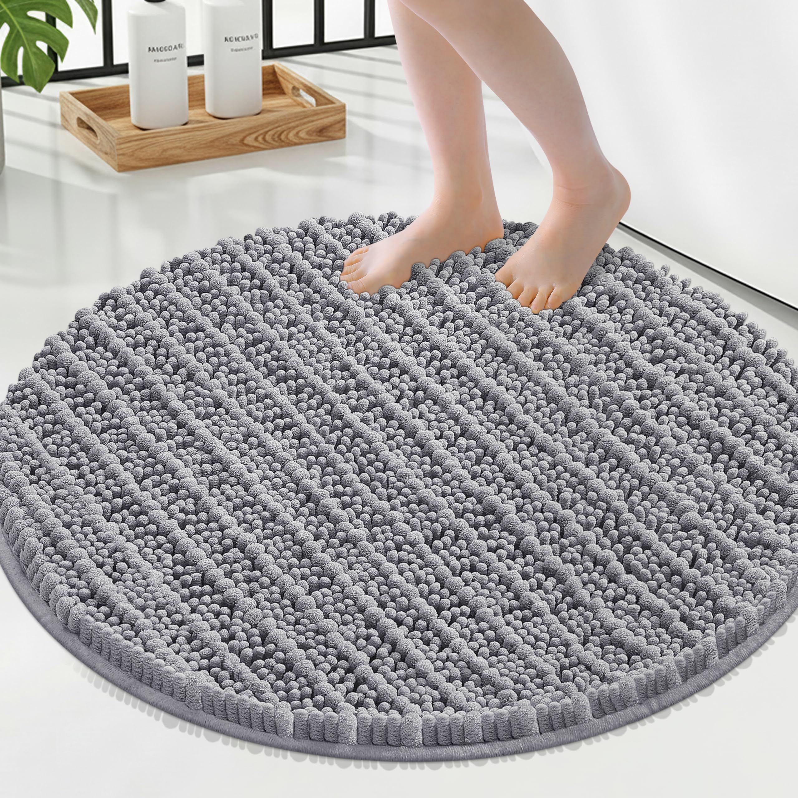 Smiry Bathroom Rugs Round 24X24, Extra Soft Rubber Backing Bath Mats