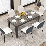 63“ Large Dining Table for 4-6 People, Rectangular Dining Room Table, Wooden Kitchen Table with L-Shaped Legs, Modern Farmhouse Dinette Table for Restaurant, Living Room, Family