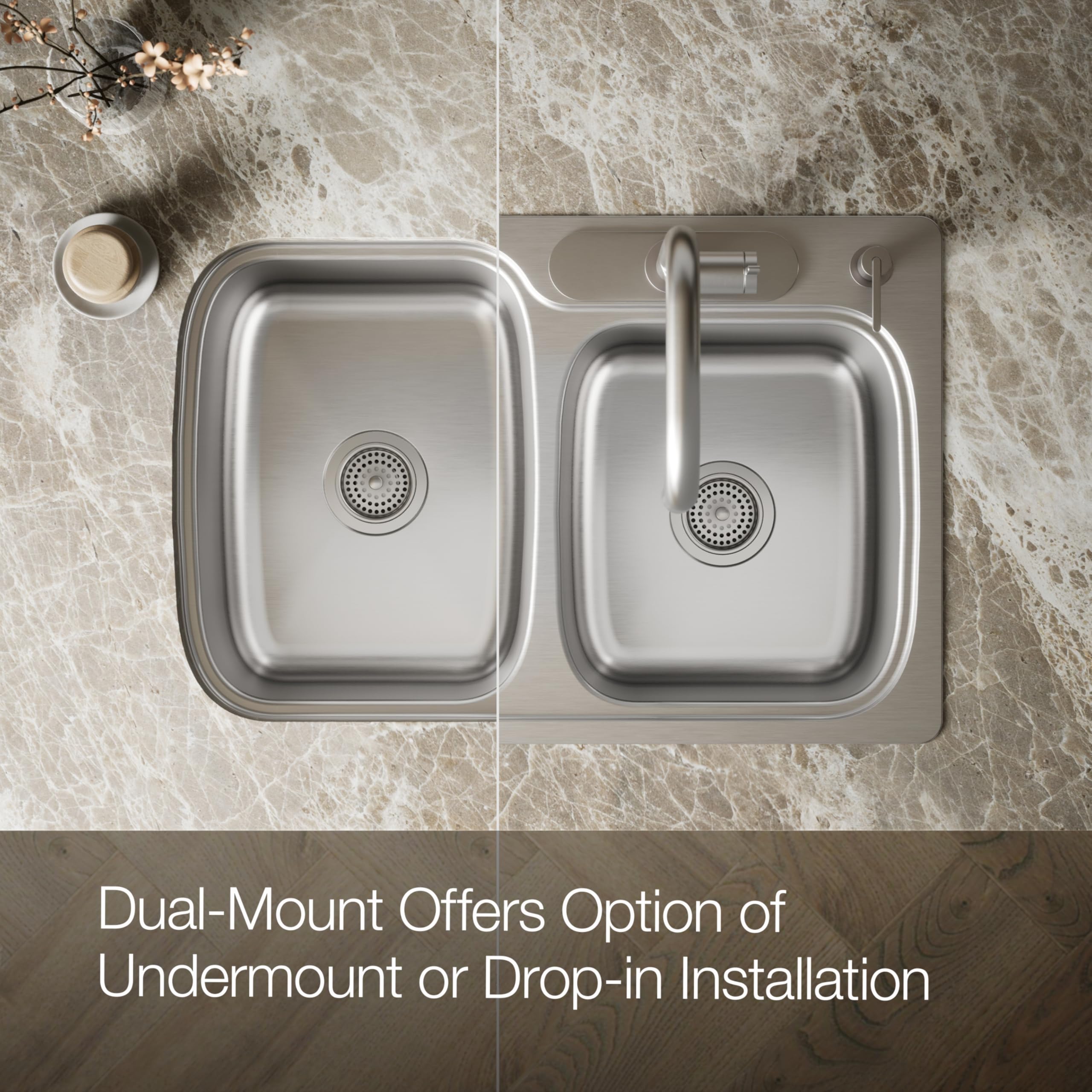 Amazon.co.jp: Kohler 75791-4-NA Verse 9 オフセットシンク 4穴 : DIY