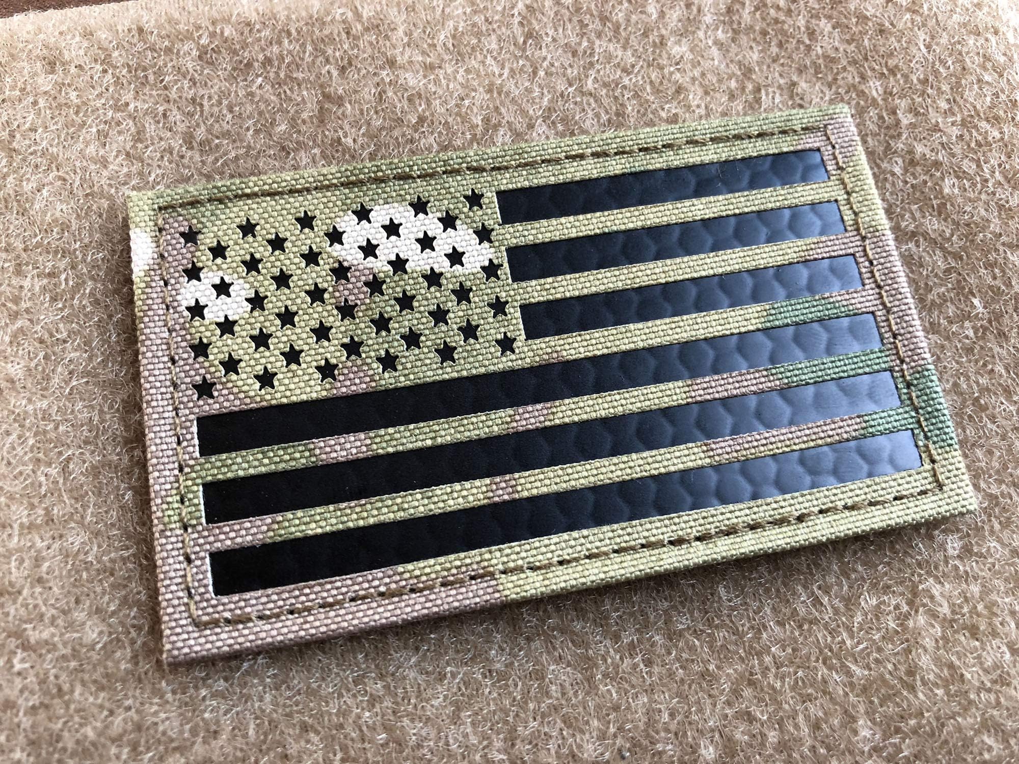 2x3.5" Multicam GIII Infrared IR US USA American Flag Patch Tactical Vest Patch Hook-Fastener Backing (Forward)