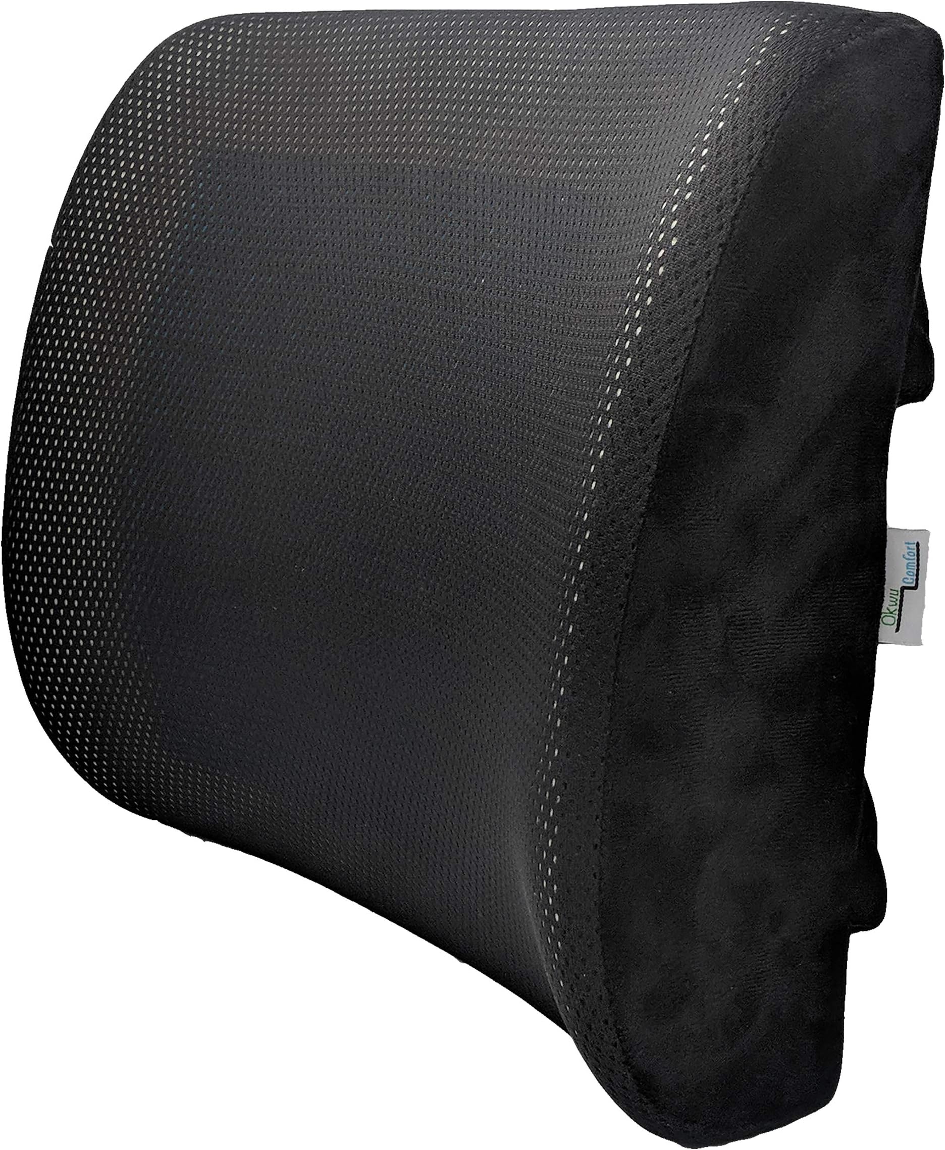 Gel PAD Lumbar Back Support Pillow Cushion for Lower Pain Relief for Cars Wheelchair Chair Office Sitting (Black mesh Cover)