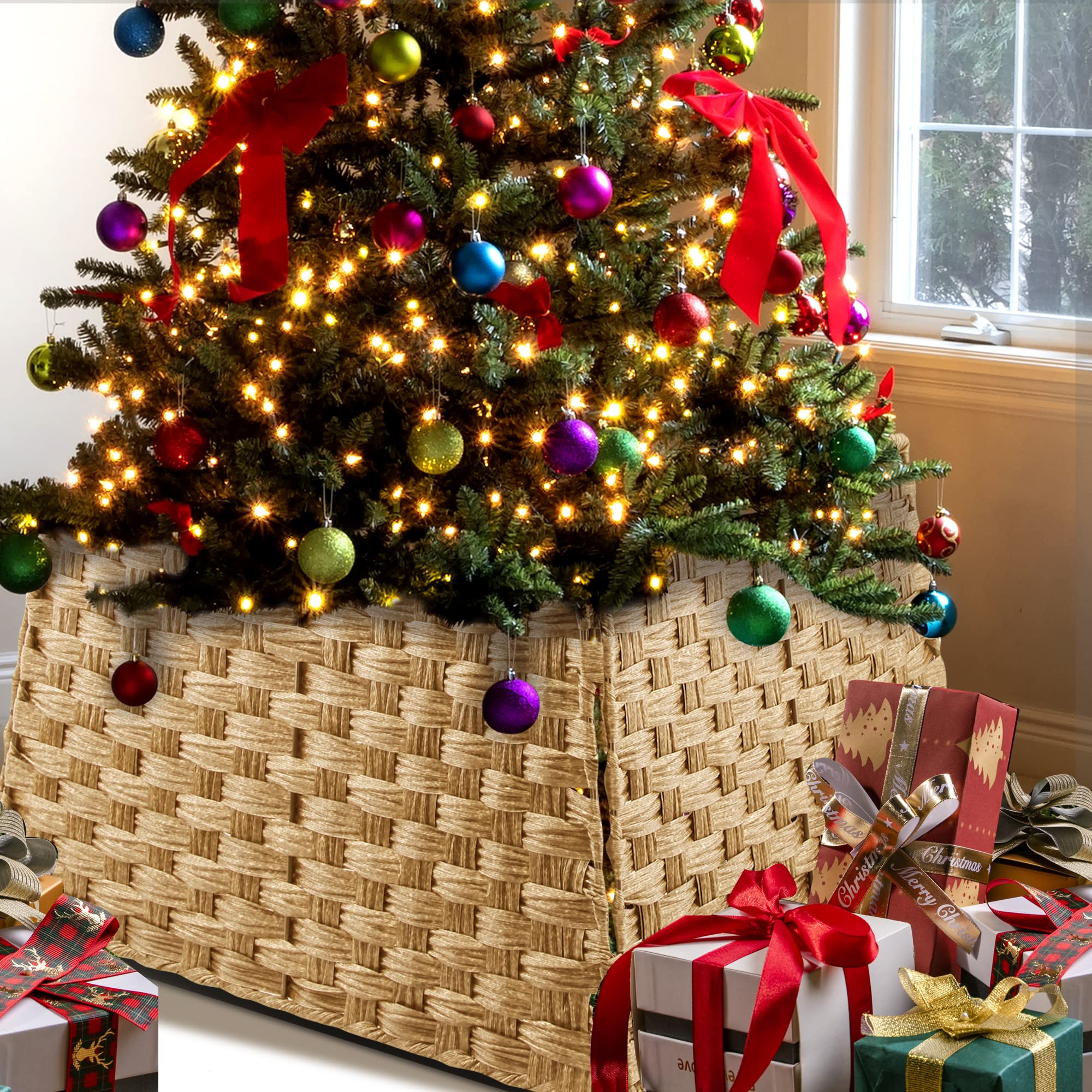 Amazon.co.jp: FEQO クリスマスツリーカラー 籐 枝編み細工