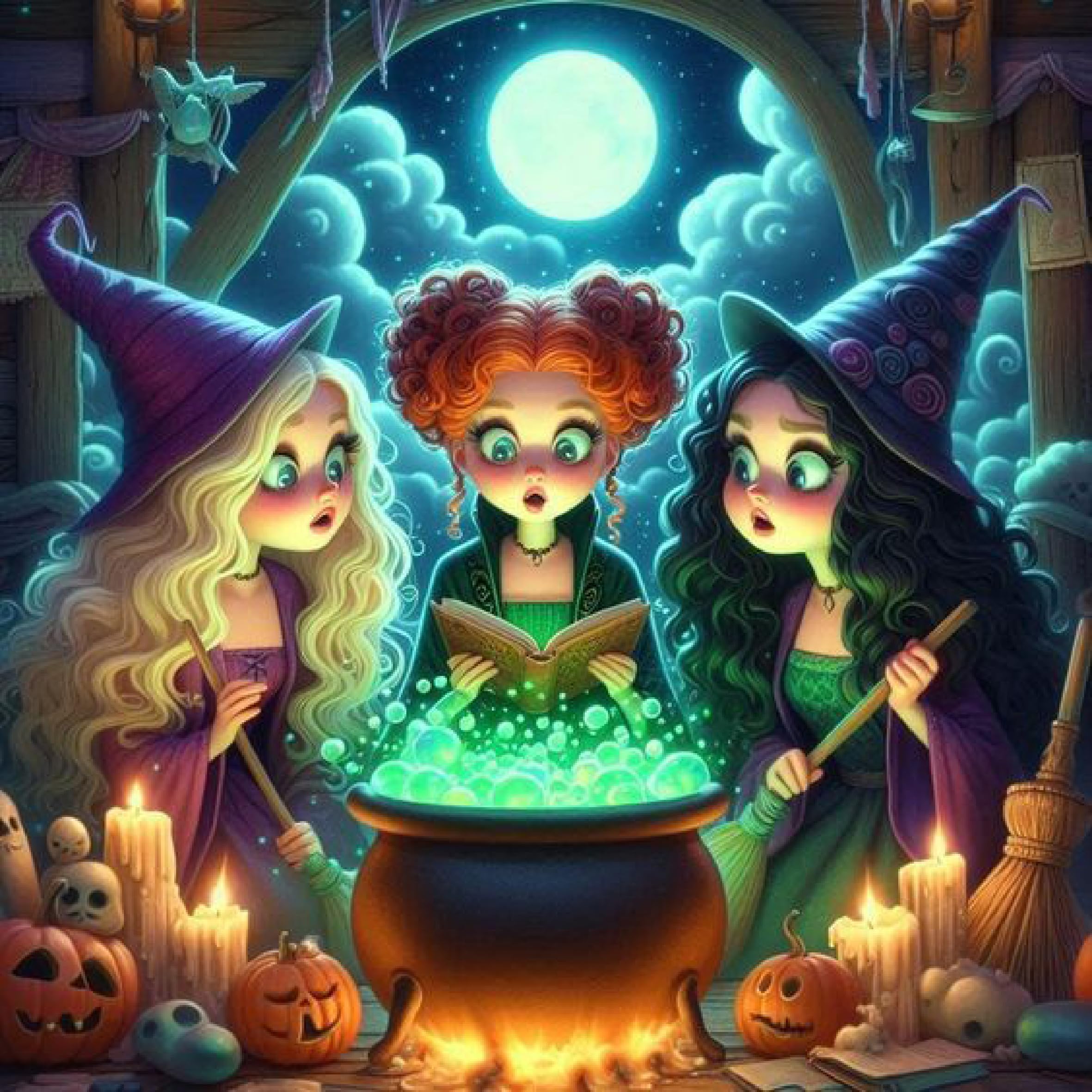 Jakener Witches Diamond Art Kits for Adults Beginners,Halloween Diamond Painting Kits for Adults,5D Full Drill DIY Diamond Dot Gem Art Kit Wall Home Decor Arts Craft 14x14 inch