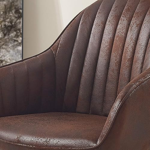 Miniatura 6 de Silla decorativa con patas de madera, estilo industrial giratorio de mediados de siglo para oficina, hogar, estudio o sala de estar