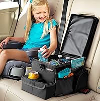 Vista 10 de High Road CarHop Organizador de asiento de automóvil para niños y adultos con bandeja portavasos, bolsillos laterales y compartimento refrigerante