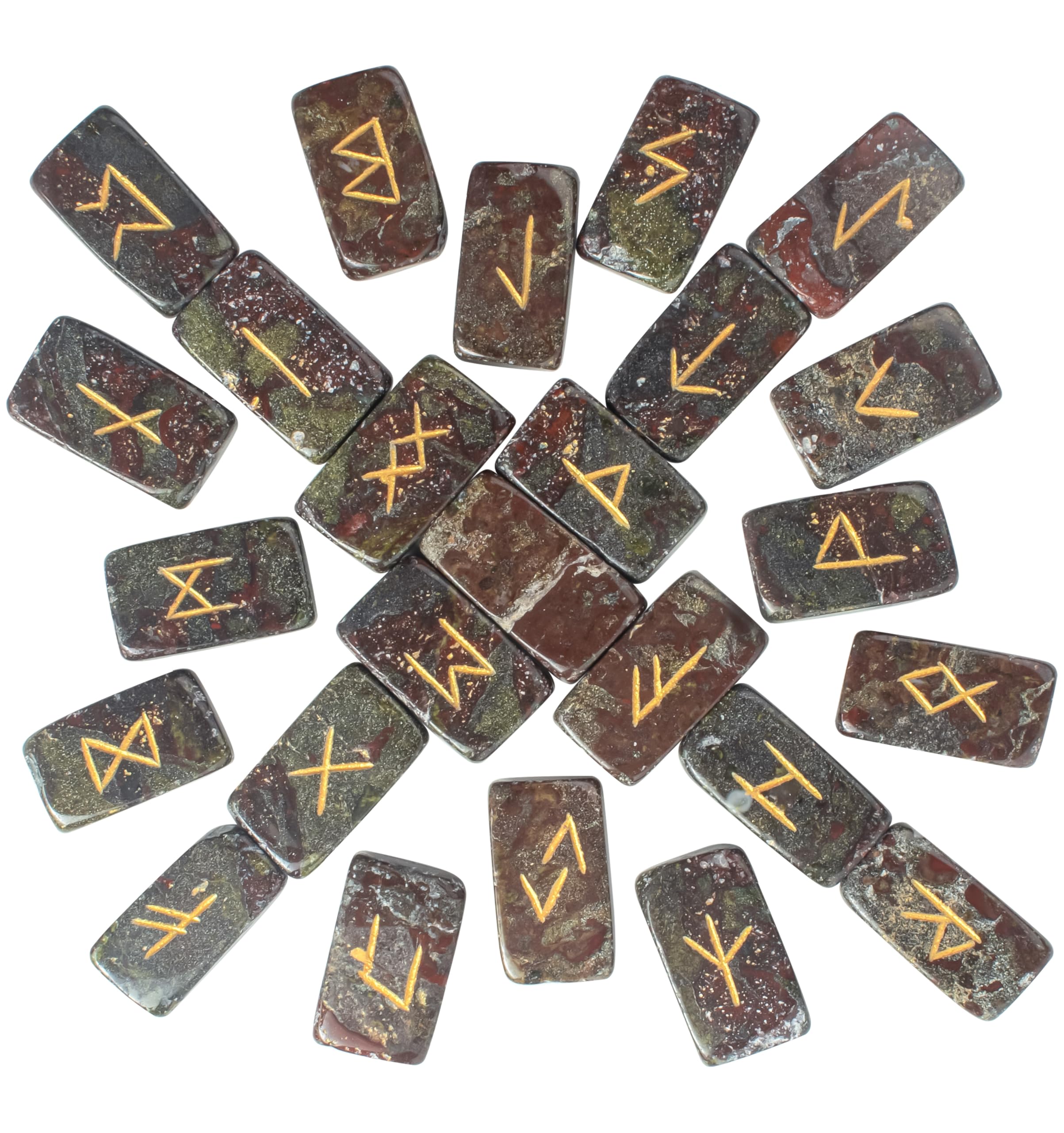 Hawkstone Runes Gemstone Runes Rune Set - 25pc Elder Futhark Alphabet Engraved ...