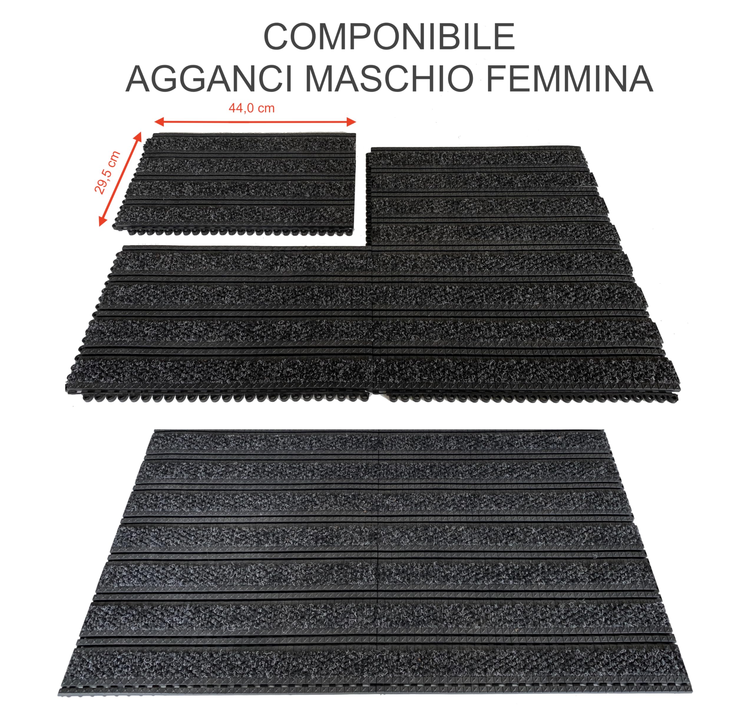 Zerbino asciugapasso ingresso esterno nero - blu, zerbino professionale, raccogli sporcizia, zerbino tappeto da esterno, tappeto ingresso esterno, casa ufficio negozio (NERO, 132 x 88 cm)