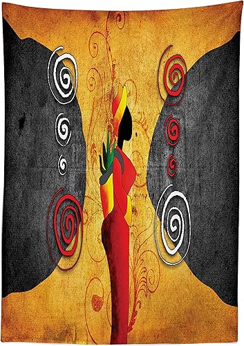 Miniatura 2 de Ambesonne Mantel africano con diseño de mujer tradicional rodeada de motivos en remolino, diseño gráfico femenino de Savannah, para comedor y