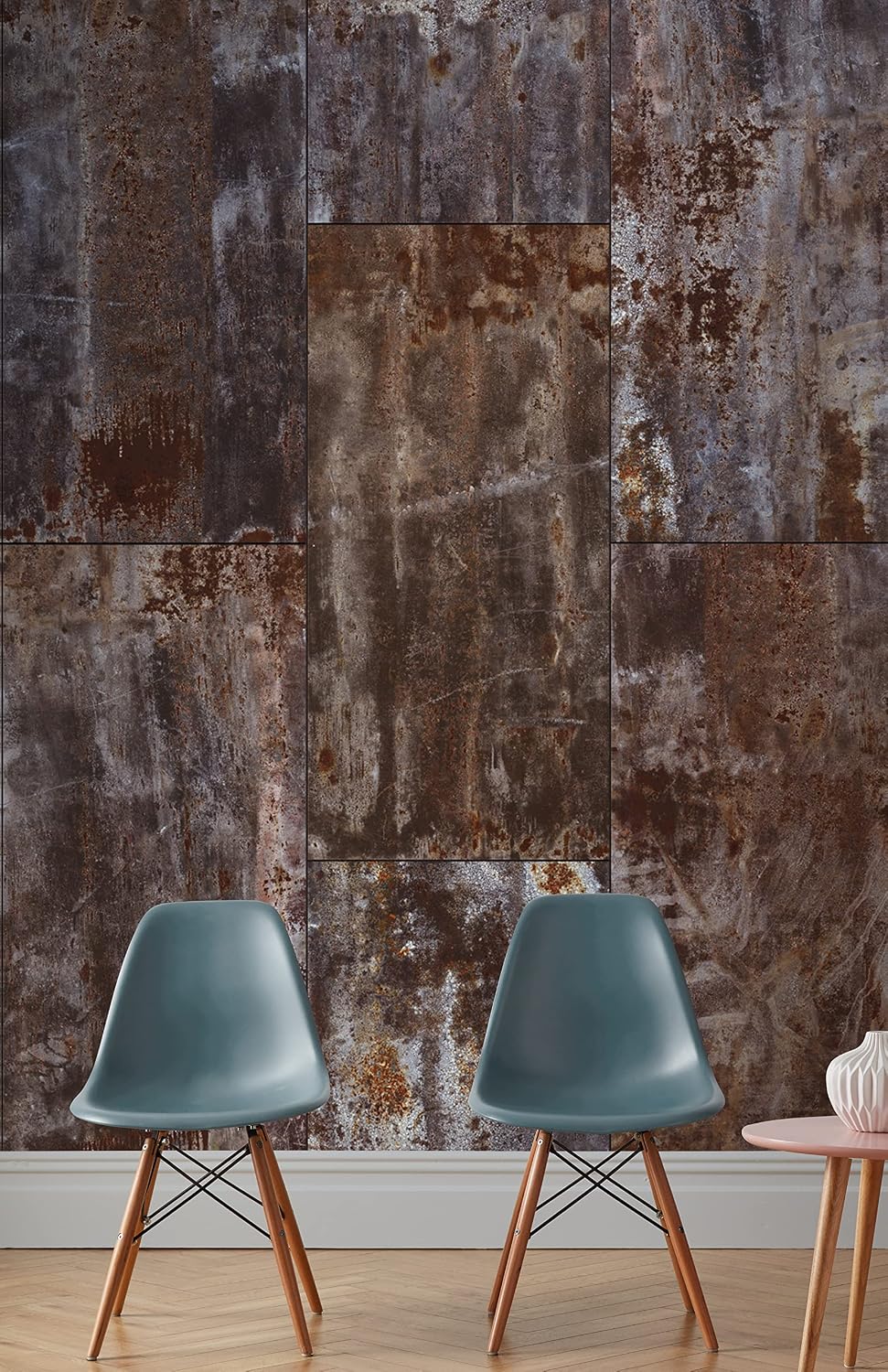 Rasch 940909 Wallpaper 940909 Non-Woven Industrial Metal Look and Rusty Accents in Brown and Grey 3.00 m x 1.86 m (L x W) Photo Wallpaper