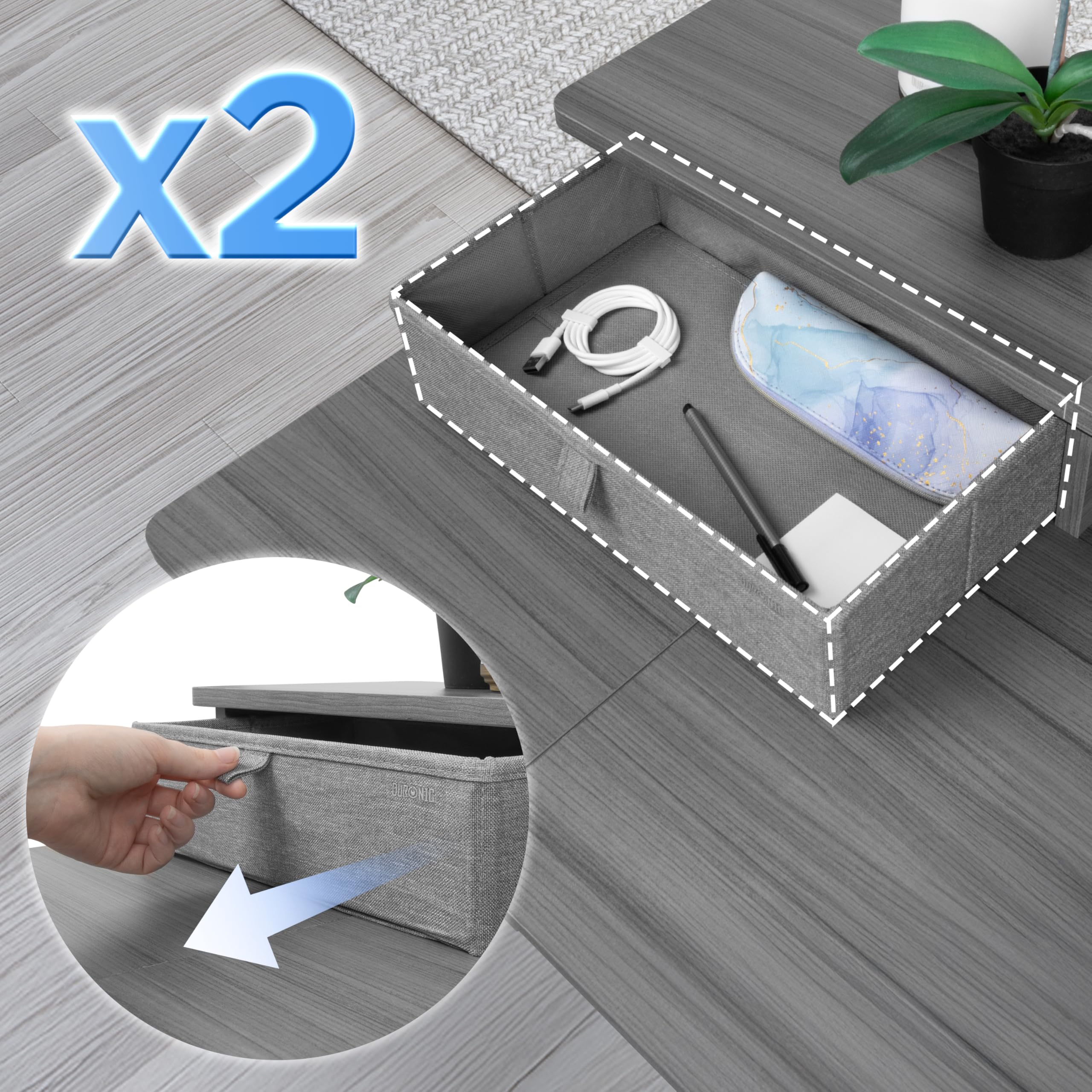 Duronic DD3 GY 120 cm Desk Top Grigio con 2 cassetti |Compatibile con tutti i Desk Top da 120 cm | Accessorio per scrivania | Professionale estetico e organizzato | Superficie per sollevare lo schermo