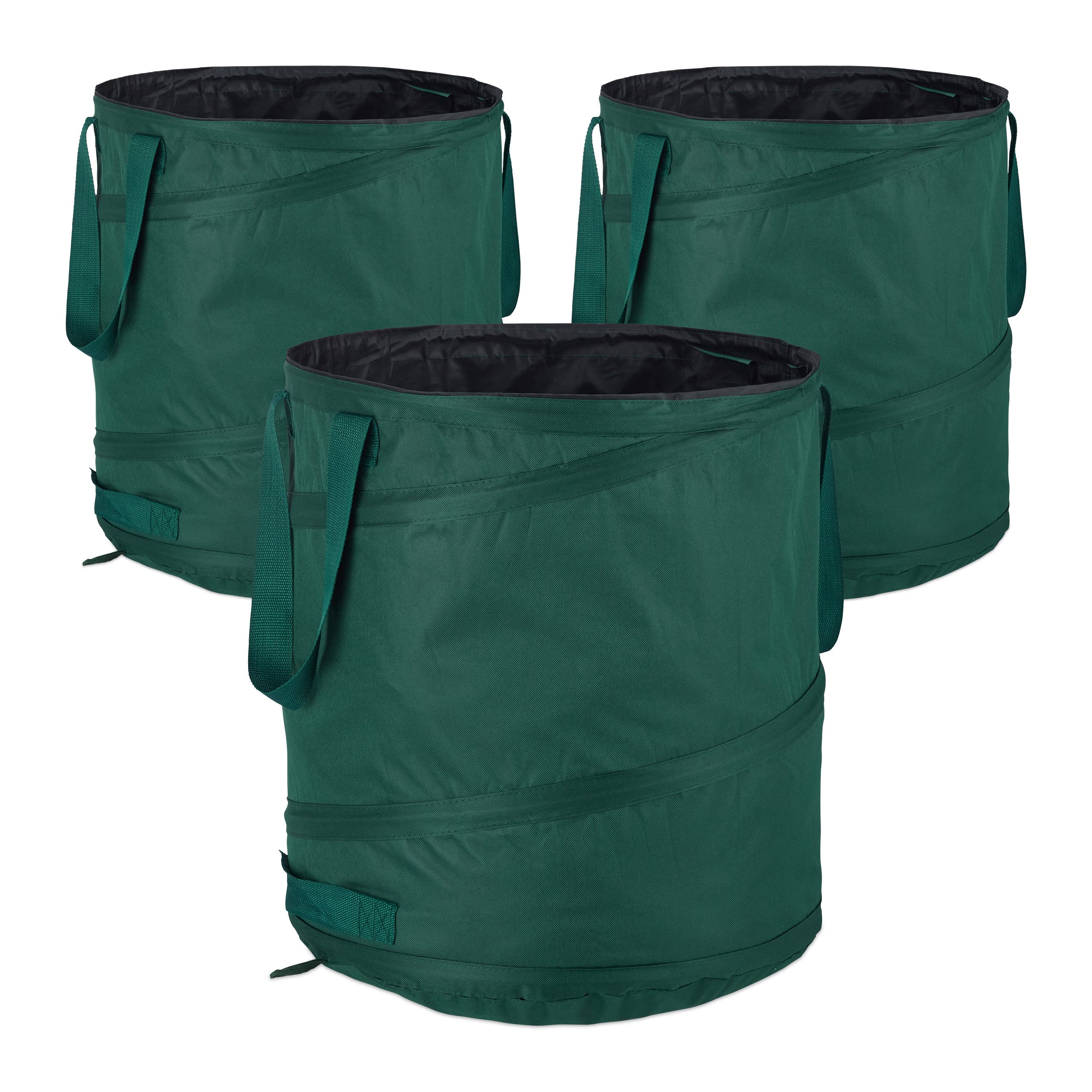Sacs à déchets de jardin autoportants 60L | Lot de 3 bacs verts à poignées