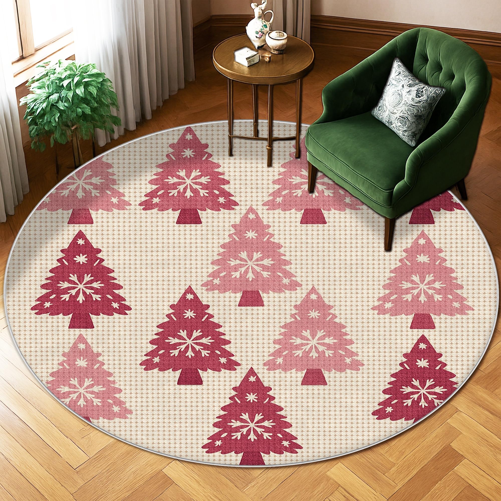 Tapis de sapin de Noël ne perd pas ses poils tapis rouge rond intérieur à poils courts