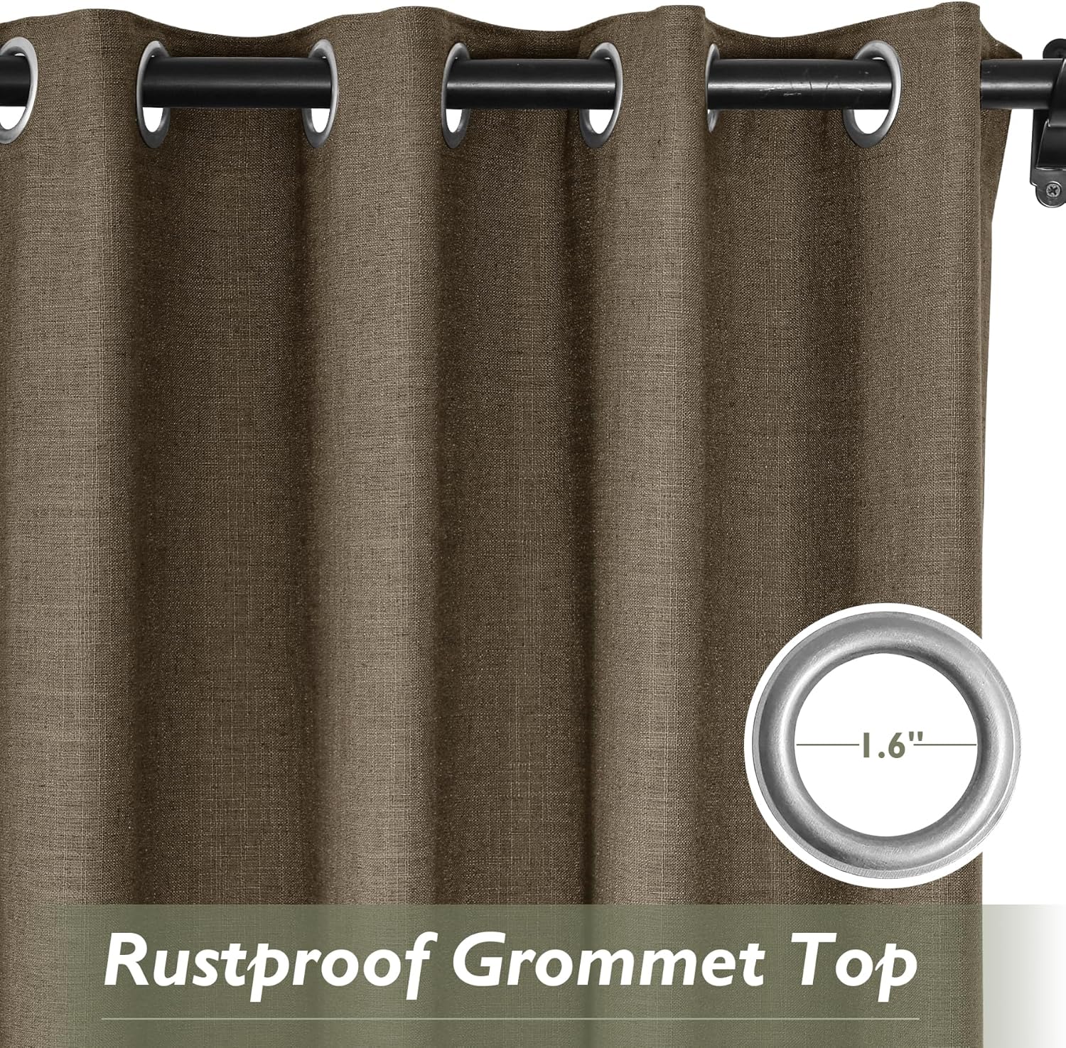 Fcosie Cocoa Creme Natural Linen Extra Long Curtain with Grommets Top, Floor to Ceiling Curtains 132 Inches Long for 2 Story House, Tall Window, High Ceiling, 1 Panel, 100" Width by 132" Length